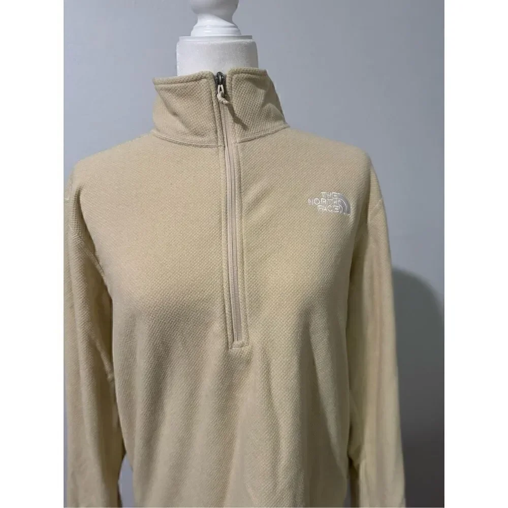 The North Face Glacier 100 beige hiking fleece 1/4 zip pullover sweater